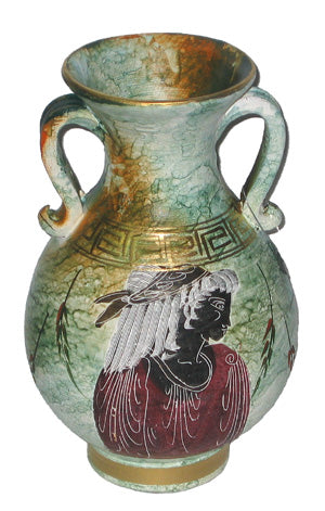 Greek Vase - Ceramic - 7'' - Green - 1 pc