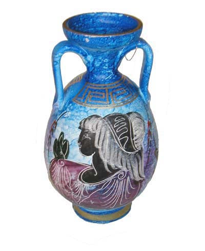 Greek Vase - Ceramic - Perle - 8'' - Blue - 1 pc