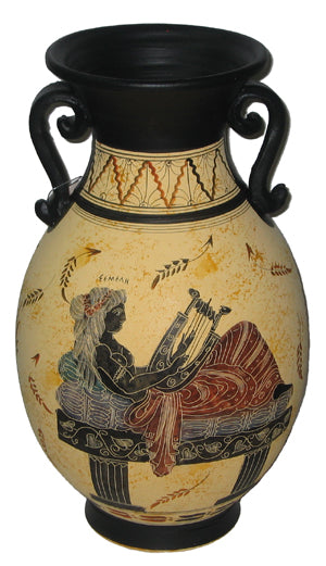 Greek Vase - Ceramic - 13'' - Beige - 1 pc