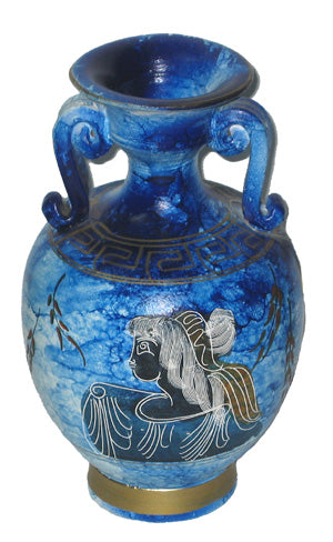 Greek Vase - Ceramic - 7'' - Blue - 1 pc
