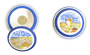 Ceramic Jewelry Holder - 3.5'' Diameter - Blue  White - 1 pc