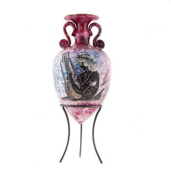 Greek Vase On Stand - Ceramic - 9'' - Purple - 1 pc