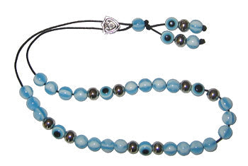 Evil Eye Worry Beads - White & Turquoise