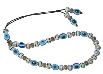 Evil Eye Worry Beads - Turquoise & Blue With Colorful Beads