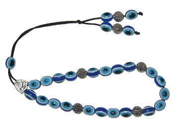 Evil Eye Worry Beads - Blue & Turquoise With Metal Beads