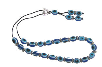 Evil Eye Worry Beads - Blue Oval Beads With Emblem