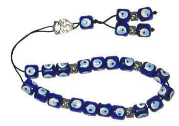 Evil Eye Worry Beads - Blue Square Beads
