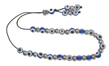 Evil Eye Worry Beads - Blue With Metal Beads