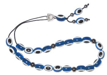 Evil Eye Worry Beads - Blue Oval Beads - 1 pc.