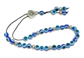 Evil Eye Worry Beads - Blue & Turquoise With Metal Beads - 1 pc.