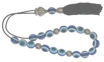 Evil Eye Worry Beads With Tassle - Blue & Turquoise - 1 pc.