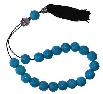 Worry Beads With Tassel - Transparent Blue With Blue Tassel - 1 pc.