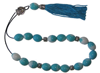 Worry Beads With Tassel - Turquoise And White - 1 pc.