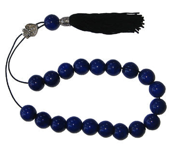 Worry Beads With Tassel - Round Blue - 1 pc.