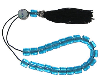 Worry Beads With Tassel - Greek Map - Greece - Transparent Turquoise - 1 pc.