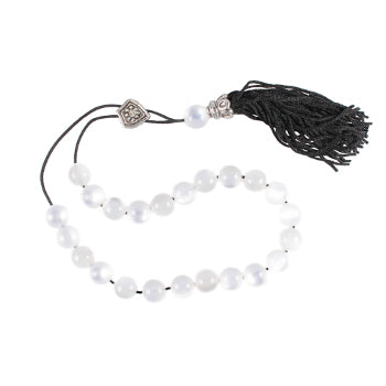 Worry Beads With Tassel - White Swirl - 1 pc.