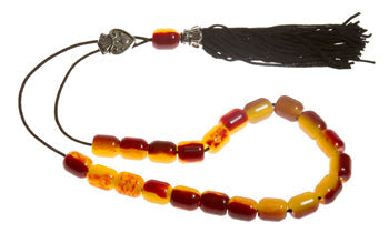 Worry Beads With Tassel - Carmel Swirl & Black Tassel - 1 pc.