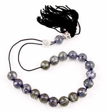 Worry Beads With Tassel - Clear Green-Blue With Sparkles - 1 pc.