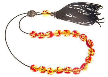 Worry Beads With Tassel - Amber & Honey With Black Tassel - 1 pc.