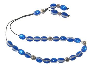 Worry Beads - Classic - Light Blue & Grey Stripes - 1 pc.
