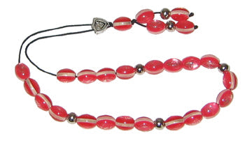 Worry Beads - Classic - Red With Metal Beads - 1 pc.