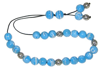 Worry Beads - Classic - Turquoise White Swirl - 1 pc. – Greek Market