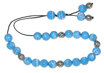 Worry Beads - Classic - Turquoise White Swirl - 1 pc.