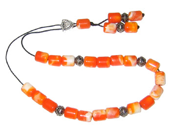 Worry Beads - Classic - Orange & White - 1 pc.