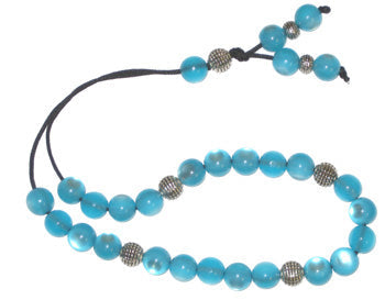 Worry Beads - Classic - Turquoise Reflection With Metal Beads - 1 pc.