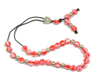 Worry Beads - Classic - Red White Swirl - 1 pc.