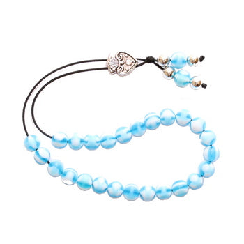 Worry Beads - Classic - Turquoise & White Swirl - 1 pc.