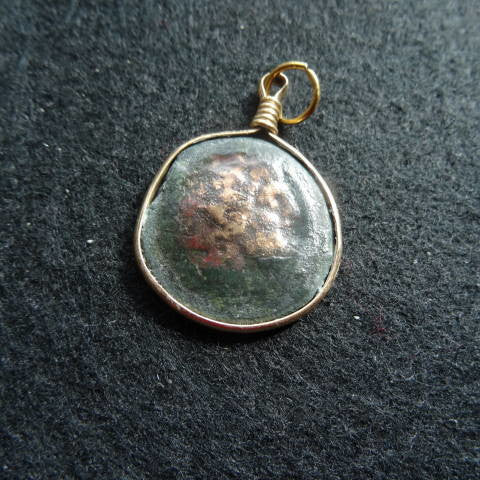Greek Bronze Coin Pendant - Head of Zeus - 1 pc