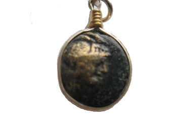 Greek Bronze Coin Pendant - Athena - 1 pc