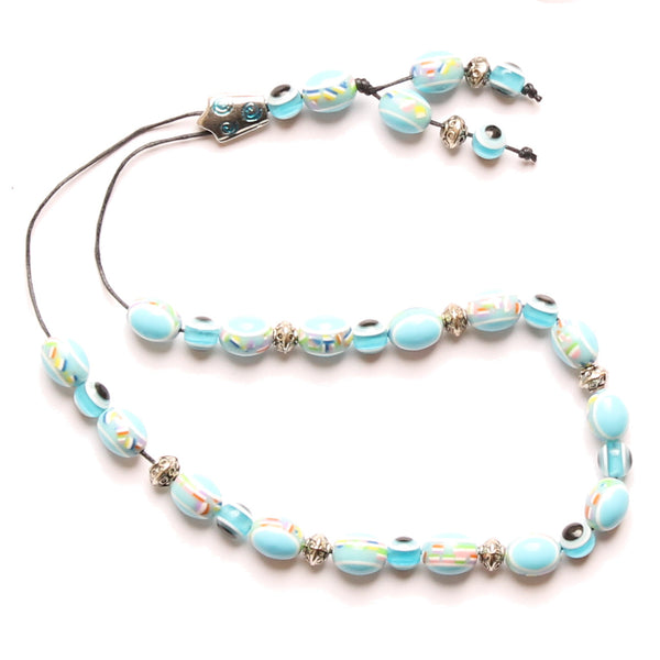 Evil Eye Worry Beads - Turquoise With Colorful Beads - 1 pc.
